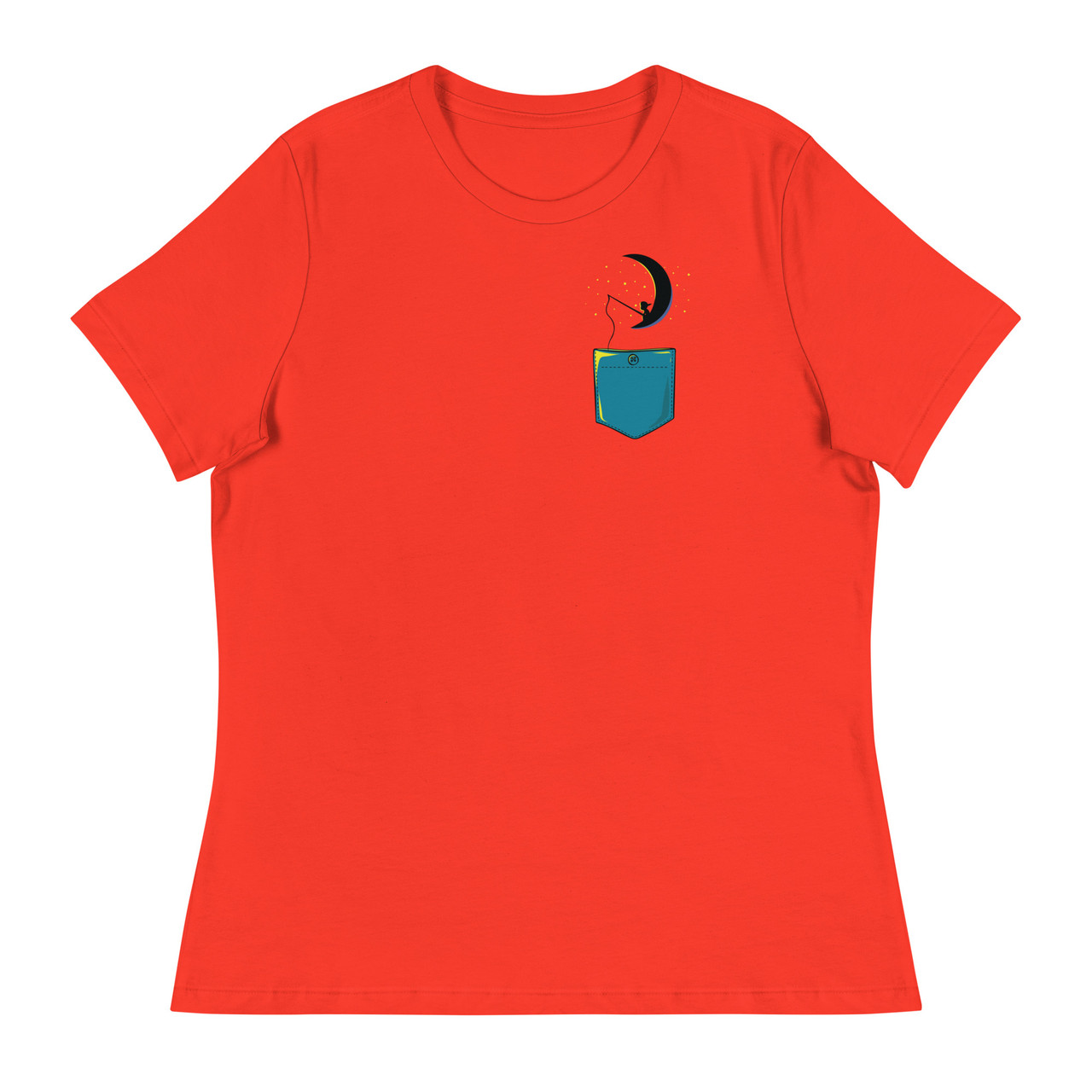 Child On Moon Pocket Women's Relaxed T-Shirt - Bella + Canvas 6400 