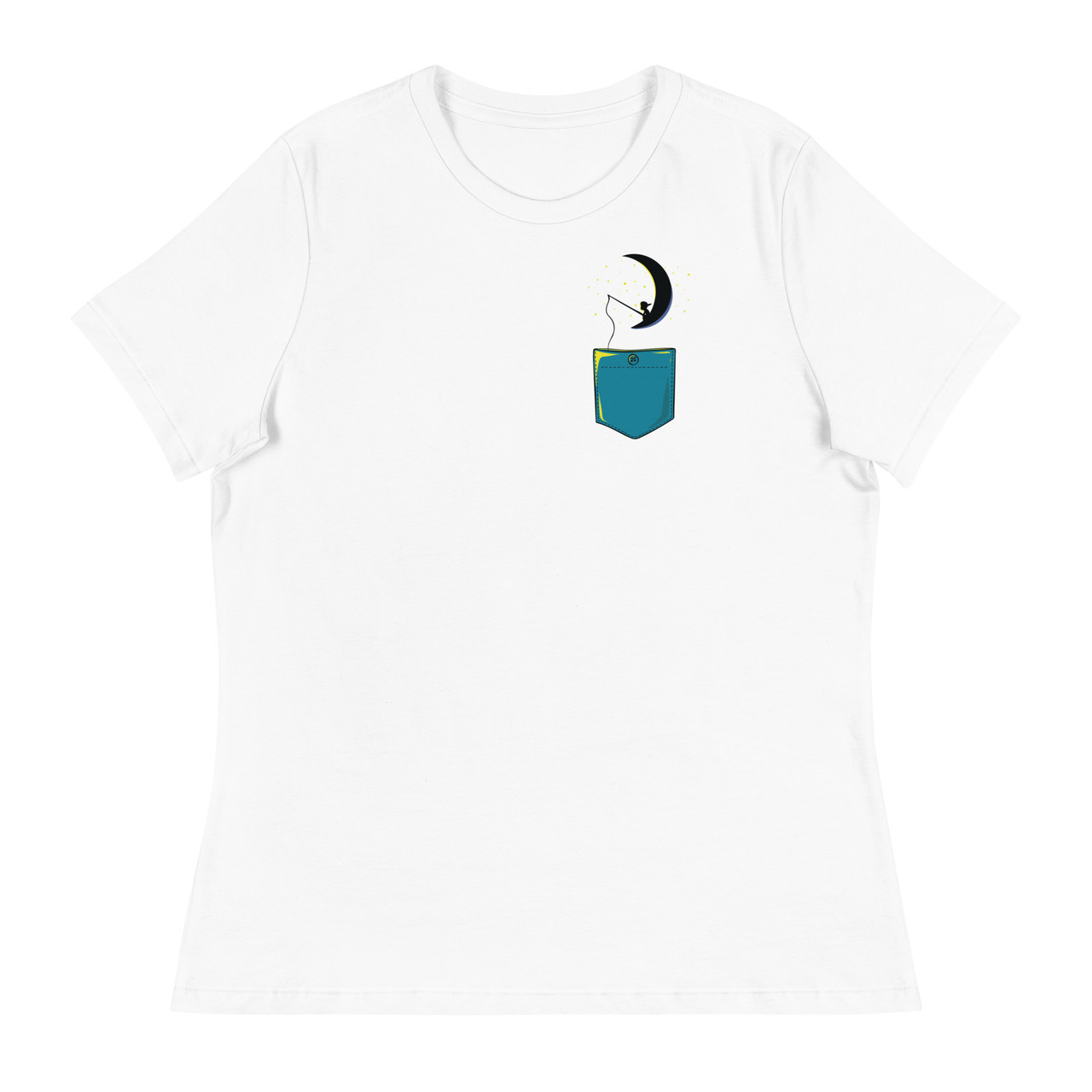 Child On Moon Pocket Women's Relaxed T-Shirt - Bella + Canvas 6400 
