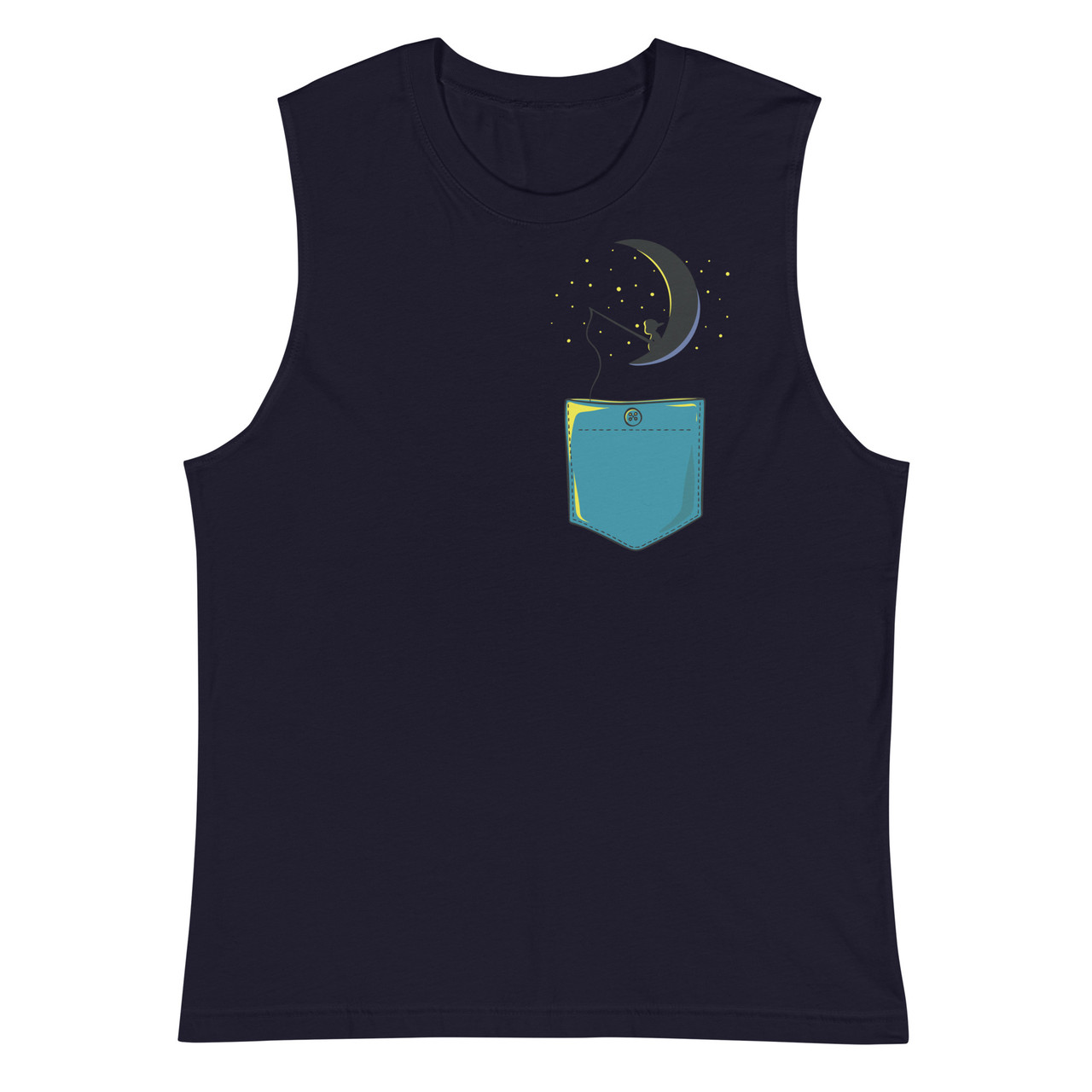 Child On Moon Pocket Unisex Muscle Shirt - Bella + Canvas 3483 