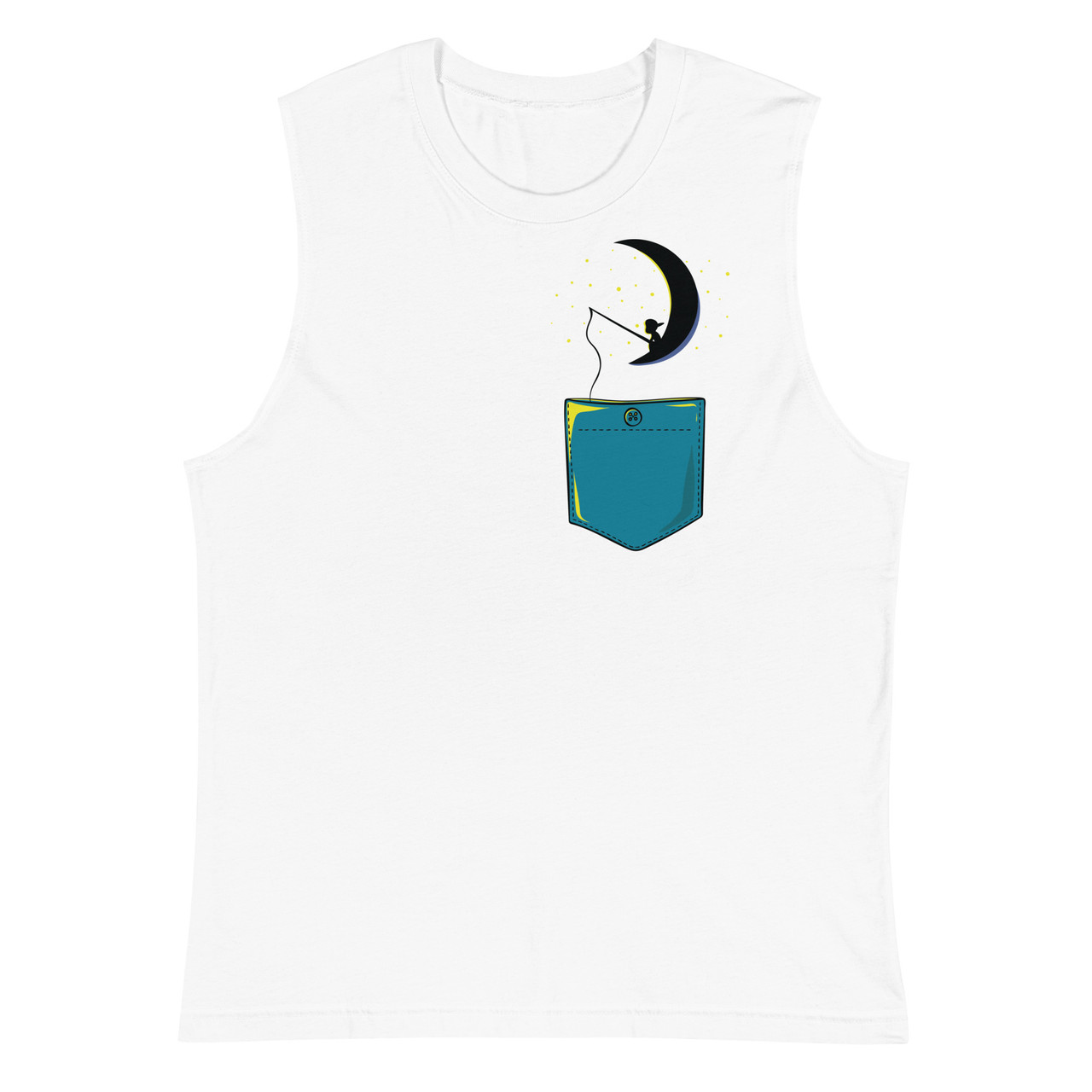 Child On Moon Pocket Unisex Muscle Shirt - Bella + Canvas 3483 