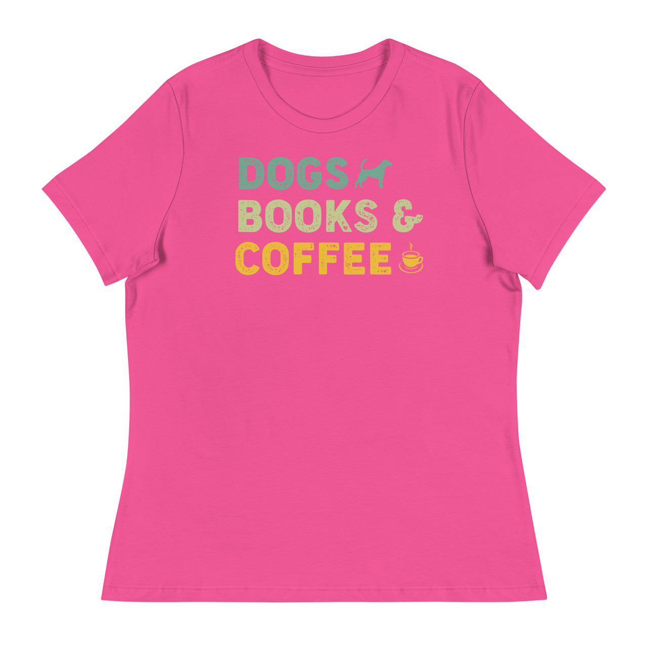 Dogs Books & Coffee Women's Relaxed T-Shirt - Bella + Canvas 6400 