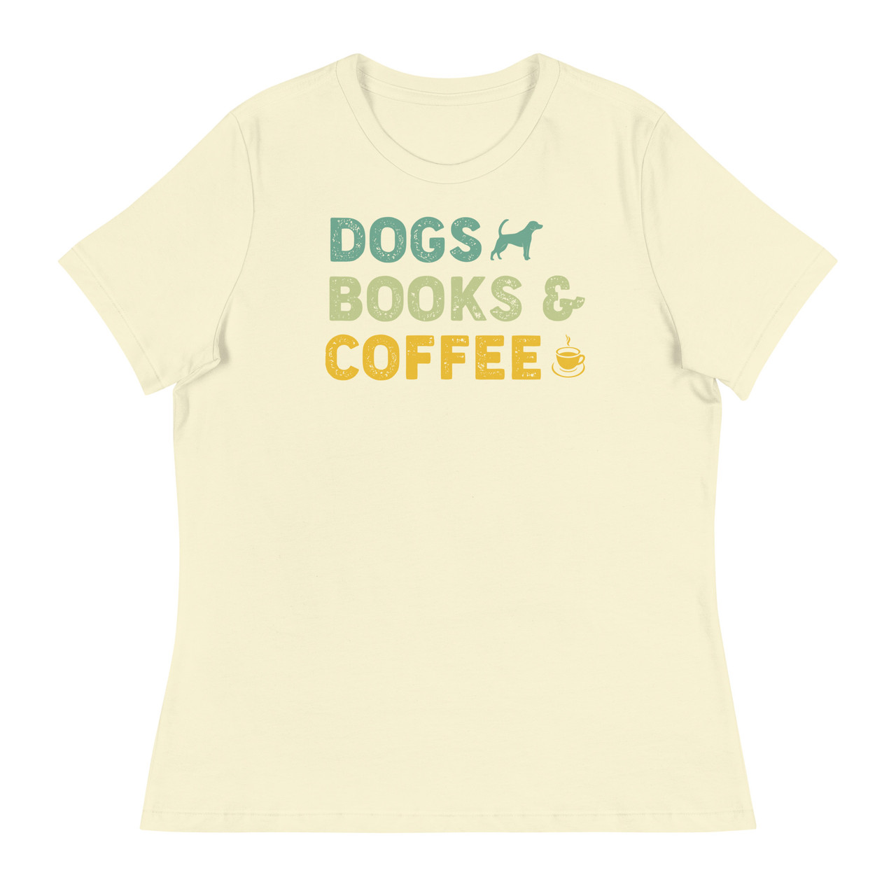 Dogs Books & Coffee Women's Relaxed T-Shirt - Bella + Canvas 6400 