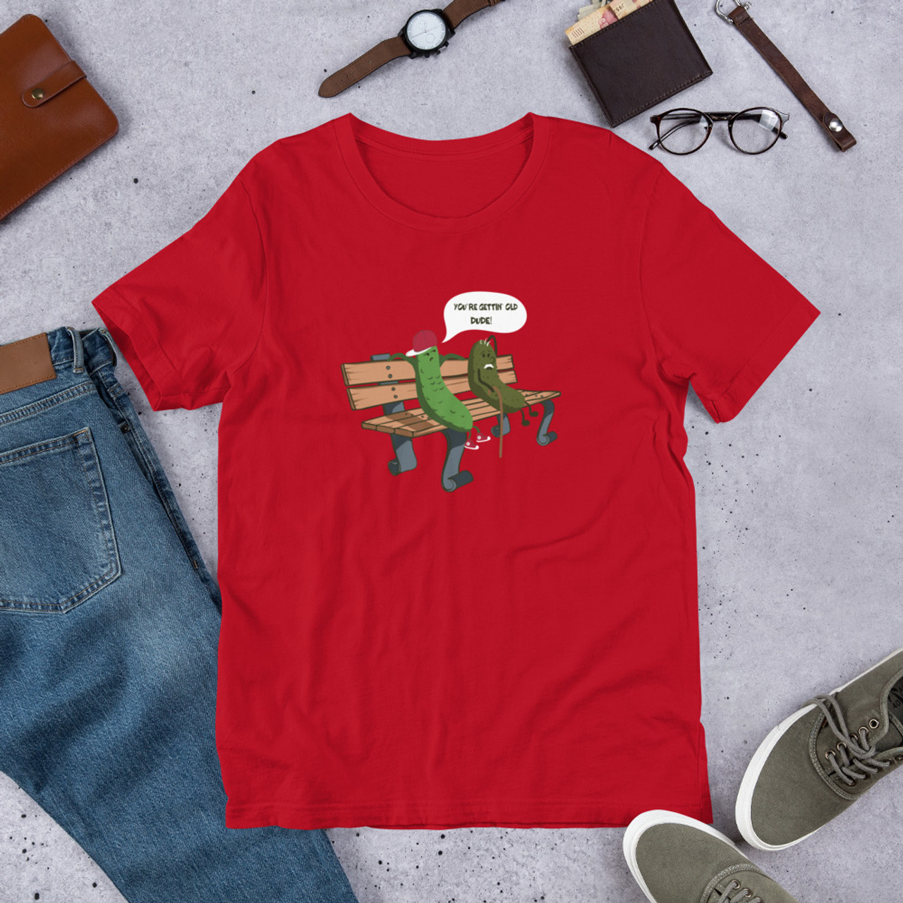 Red T-Shirt - Bella + Canvas 3001 Old Pickle