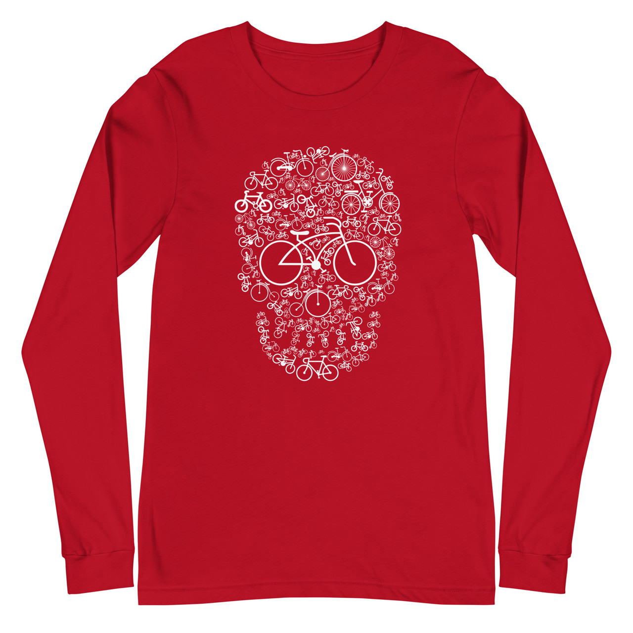 Bicycle Skull Unisex Long Sleeve Tee - Bella + Canvas 3501 