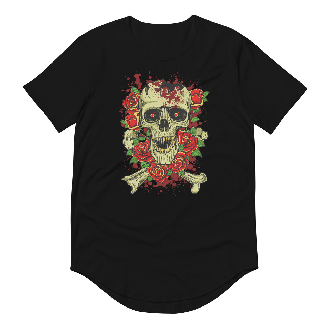 Broken Skull Curved Hem Tee - Bella + Canvas 3003 