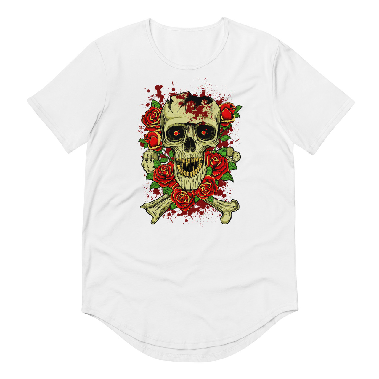 Broken Skull Curved Hem Tee - Bella + Canvas 3003 