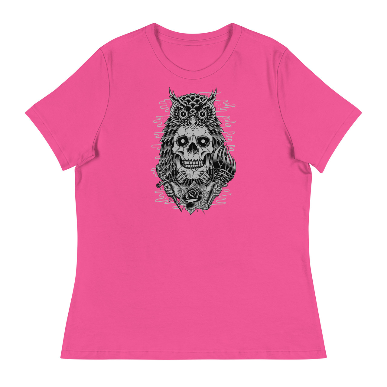 Owl Skull Women's Relaxed T-Shirt - Bella + Canvas 6400 