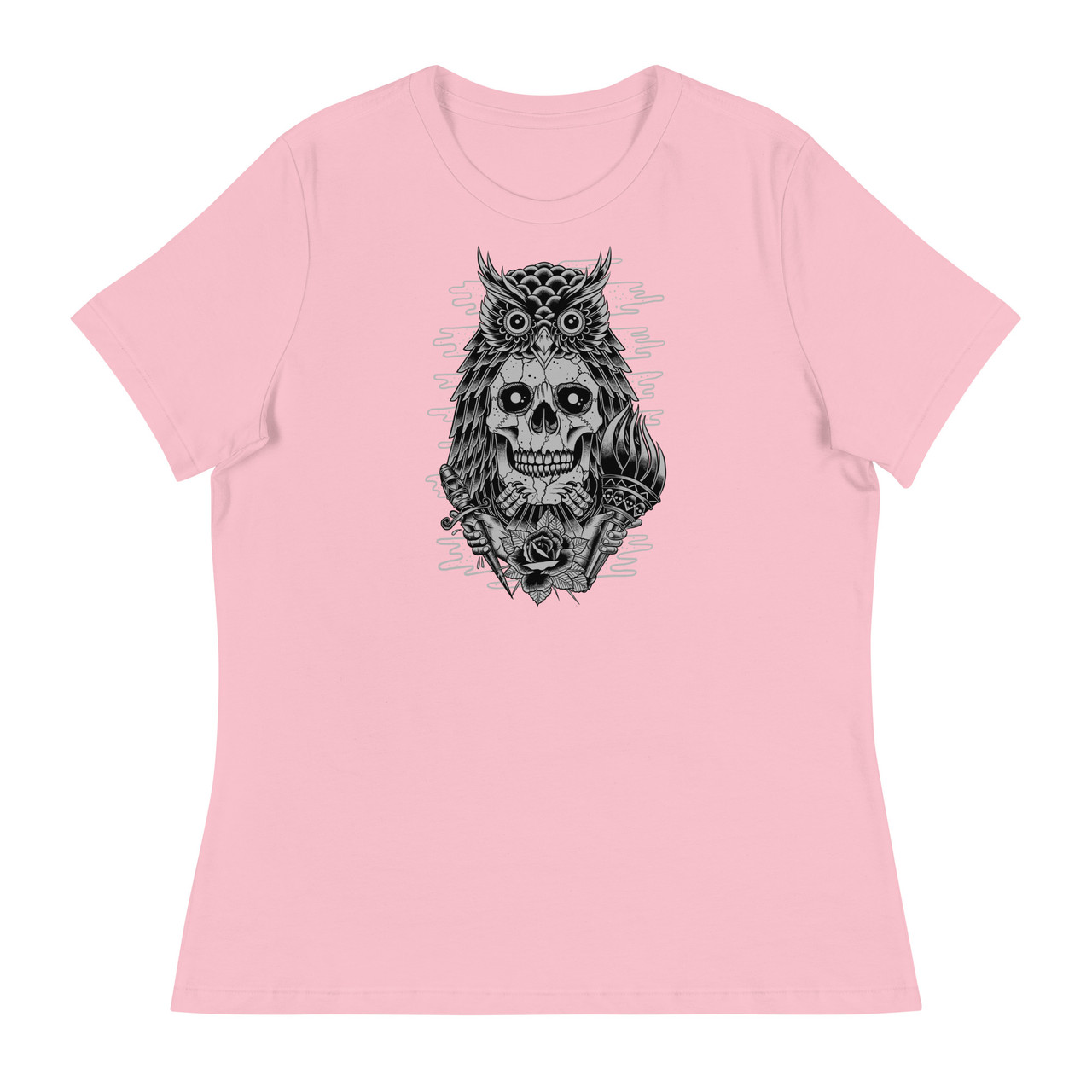 Owl Skull Women's Relaxed T-Shirt - Bella + Canvas 6400 