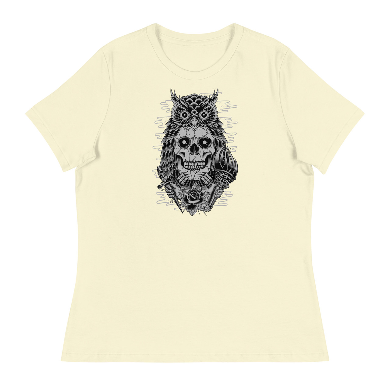 Owl Skull Women's Relaxed T-Shirt - Bella + Canvas 6400 