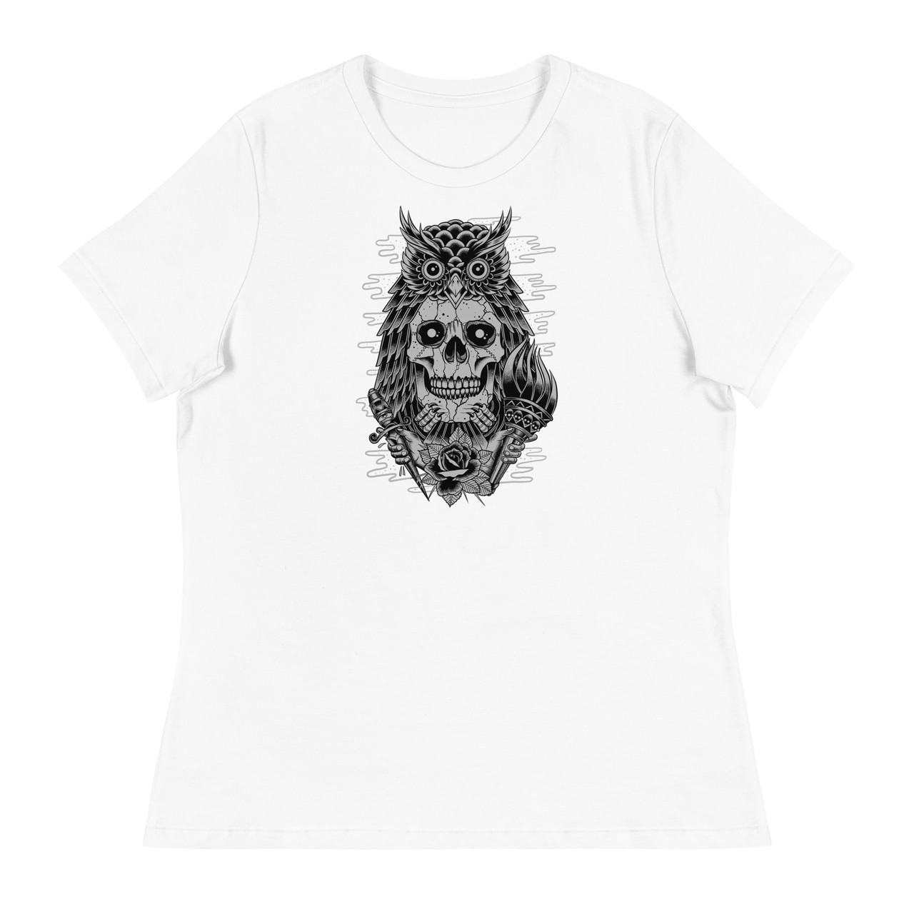 Owl Skull Women's Relaxed T-Shirt - Bella + Canvas 6400 