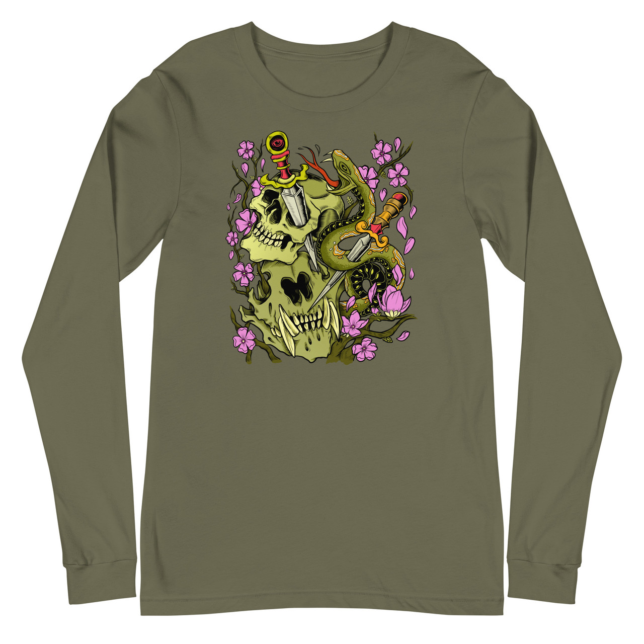 The Sakura Falls Unisex Long Sleeve Tee - Bella + Canvas 3501 