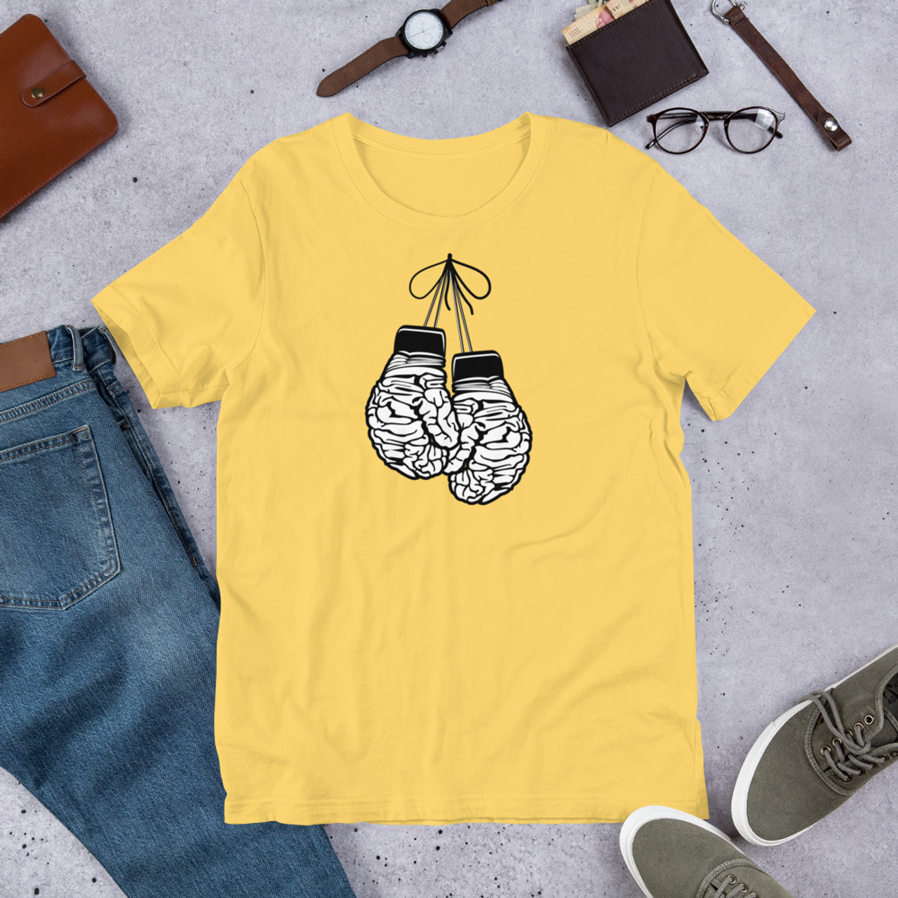 Yellow T-Shirt - Bella + Canvas 3001 Brain Gloves