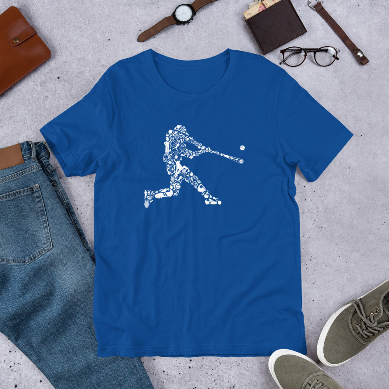 True Royal T-Shirt - Bella + Canvas 3001 Baseball Player