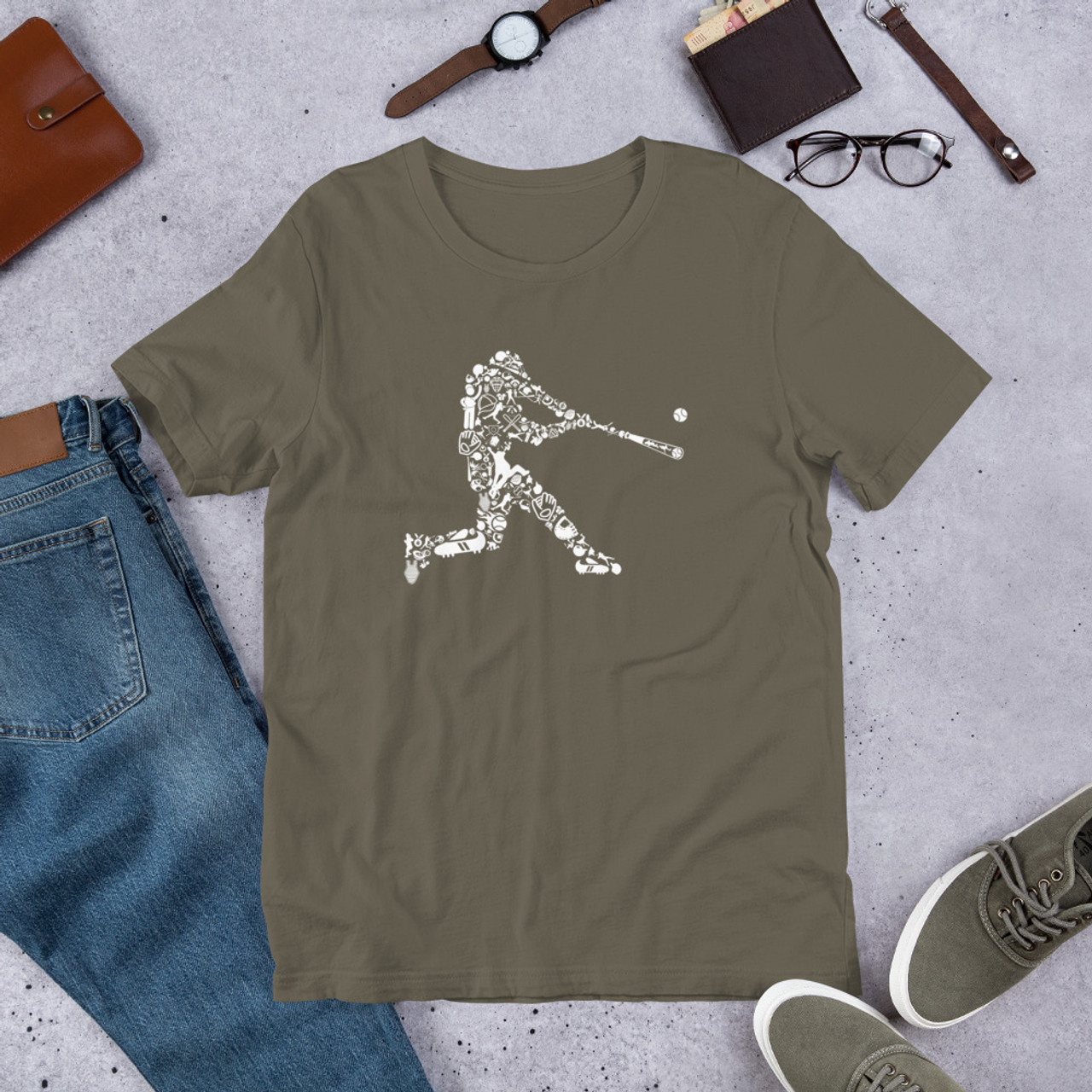 Army T-Shirt - Bella + Canvas 3001 Baseball Player