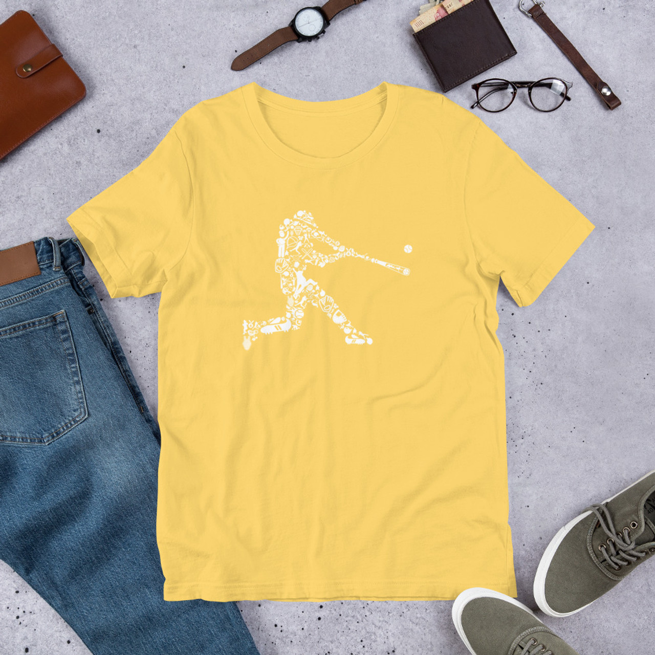 Yellow T-Shirt - Bella + Canvas 3001 Baseball Player