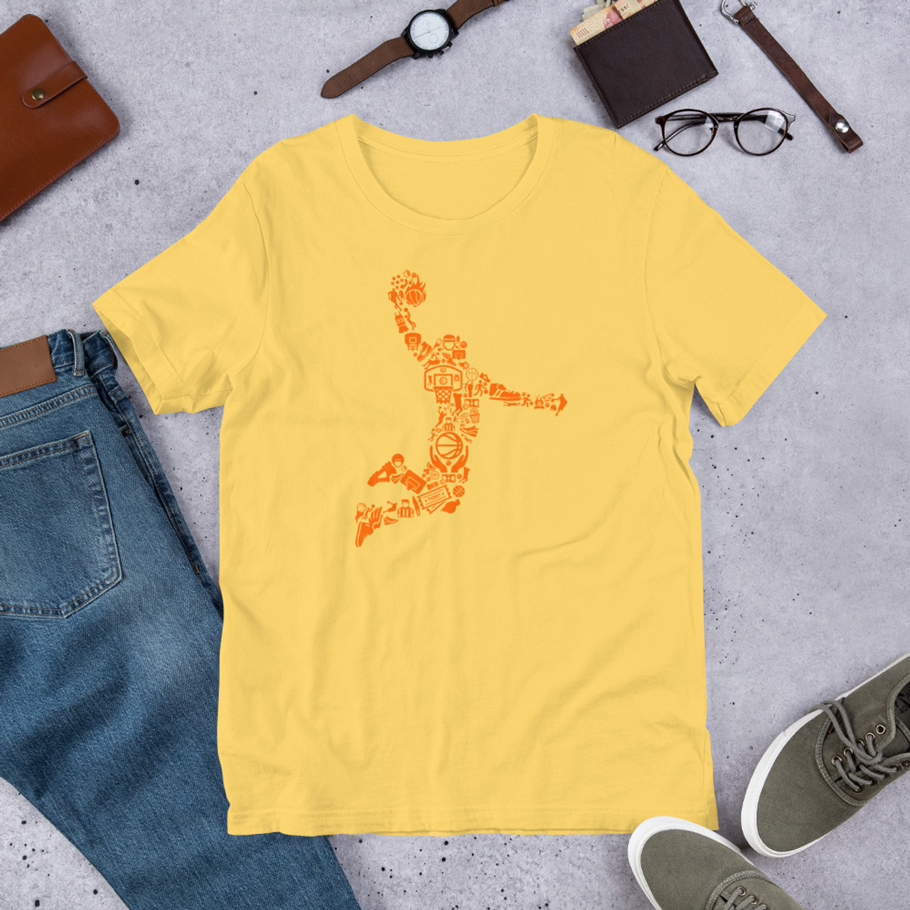Yellow T-Shirt - Bella + Canvas 3001 Basketball Player