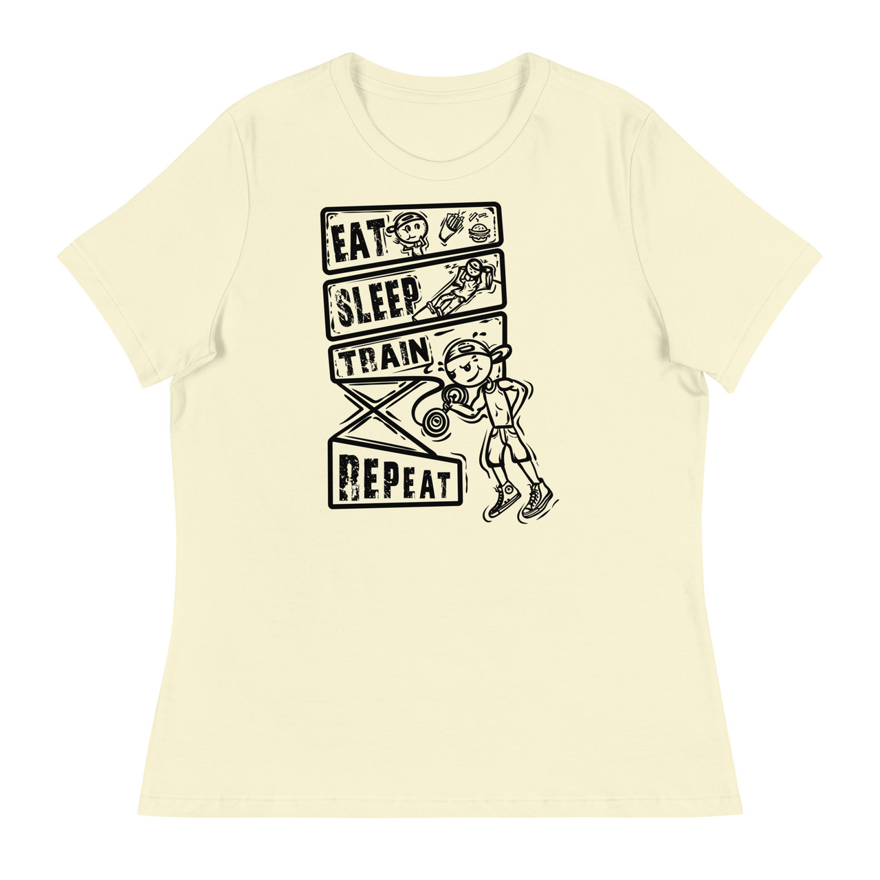 Eat Sleep Train Women's Relaxed T-Shirt - Bella + Canvas 6400 