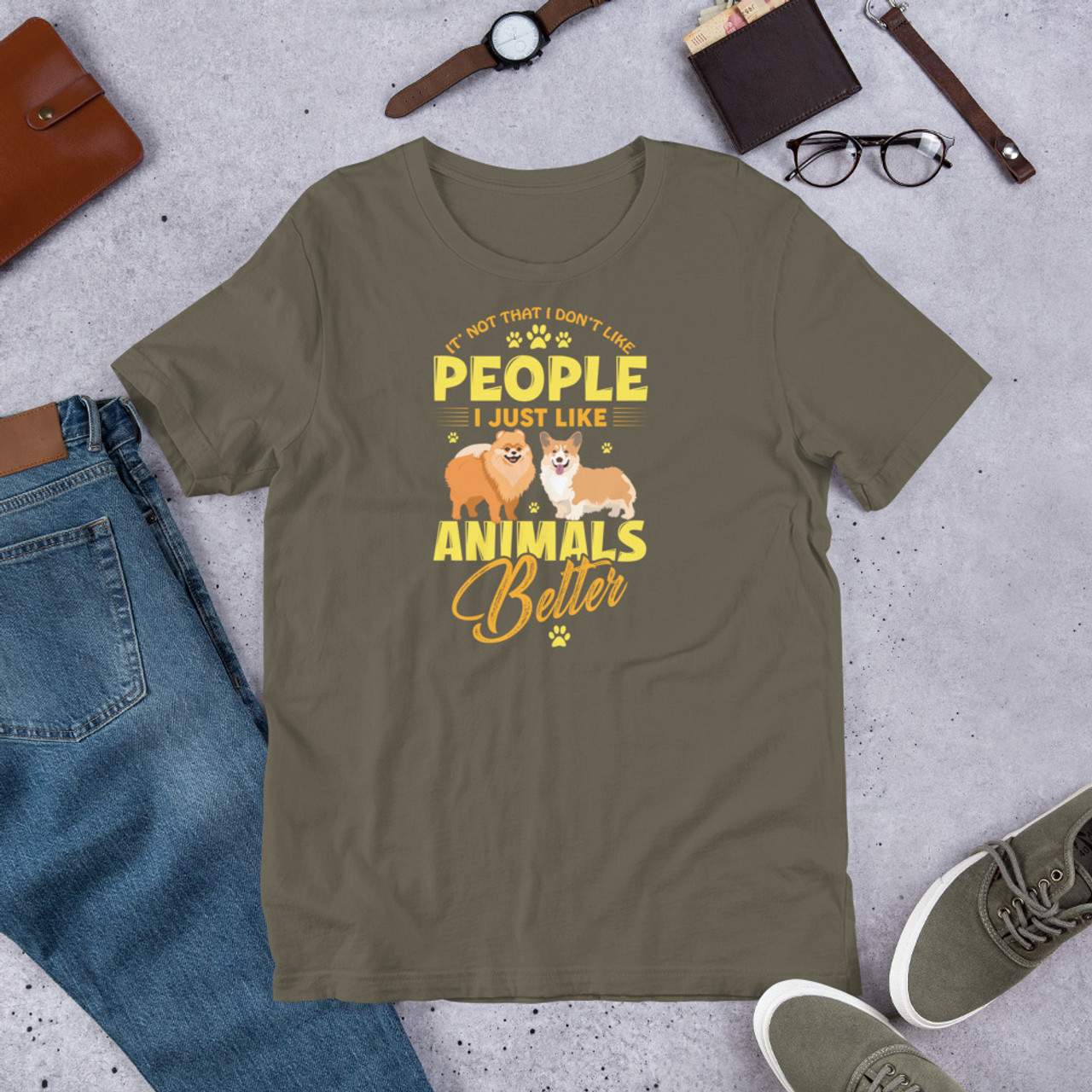 Army T-Shirt - Bella + Canvas 3001 It's Not That I Don't Like People