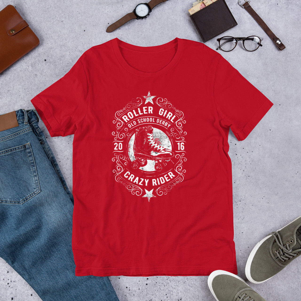 Red T-Shirt - Bella + Canvas 3001 Roller Girl