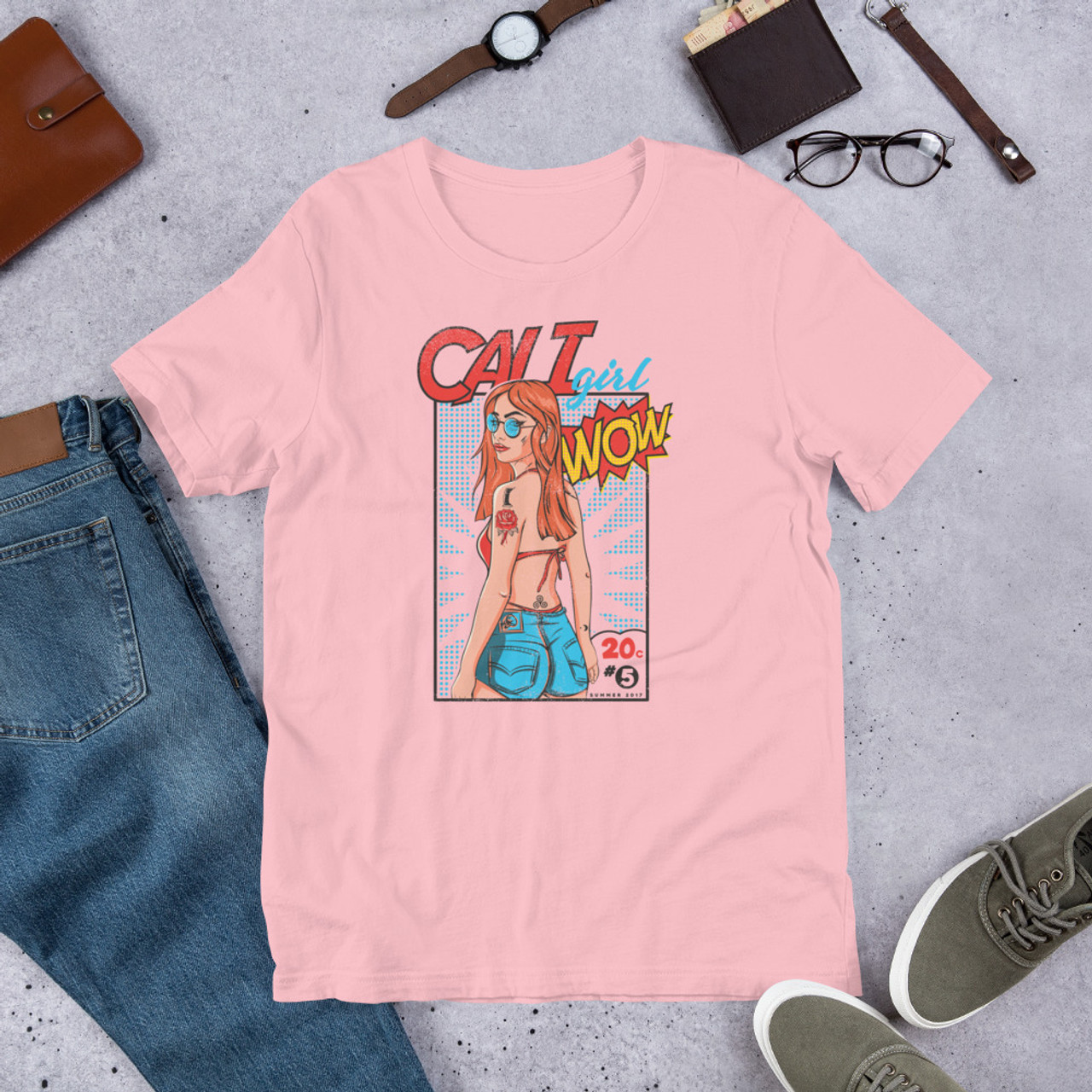 Pink T-Shirt - Bella + Canvas 3001 Cali Girl