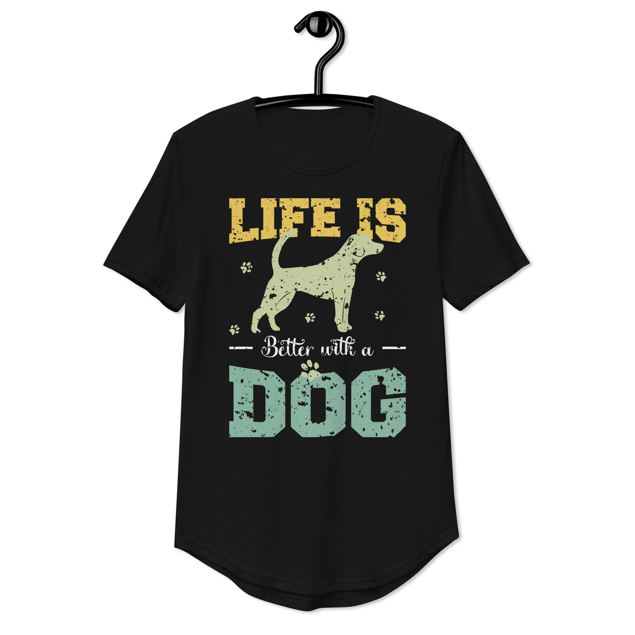 Life Is Better With A Dog Curved Hem Tee - Bella + Canvas 3003 