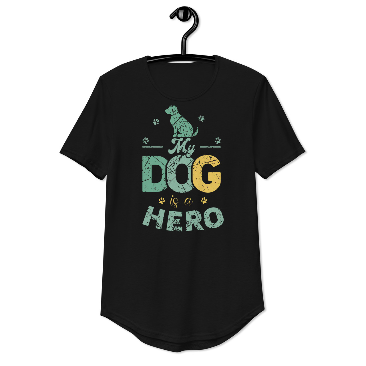 My Dog Is A Hero Curved Hem Tee - Bella + Canvas 3003 