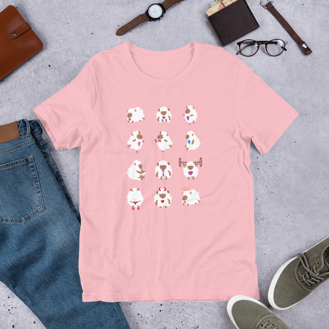 Pink T-Shirt - Bella + Canvas 3001 Sheep Life