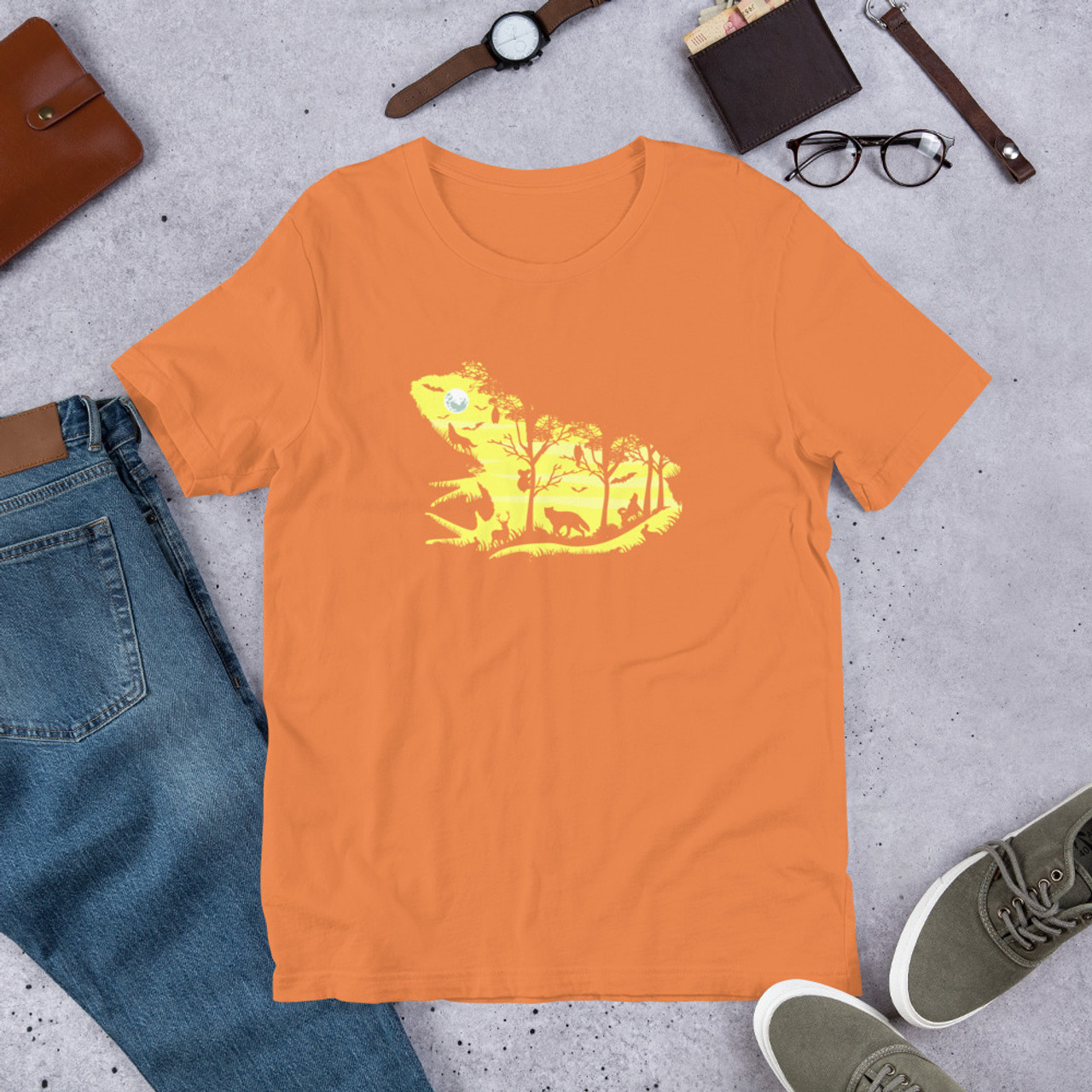 Burnt Orange T-Shirt - Bella + Canvas 3001 Froggy Silhouette