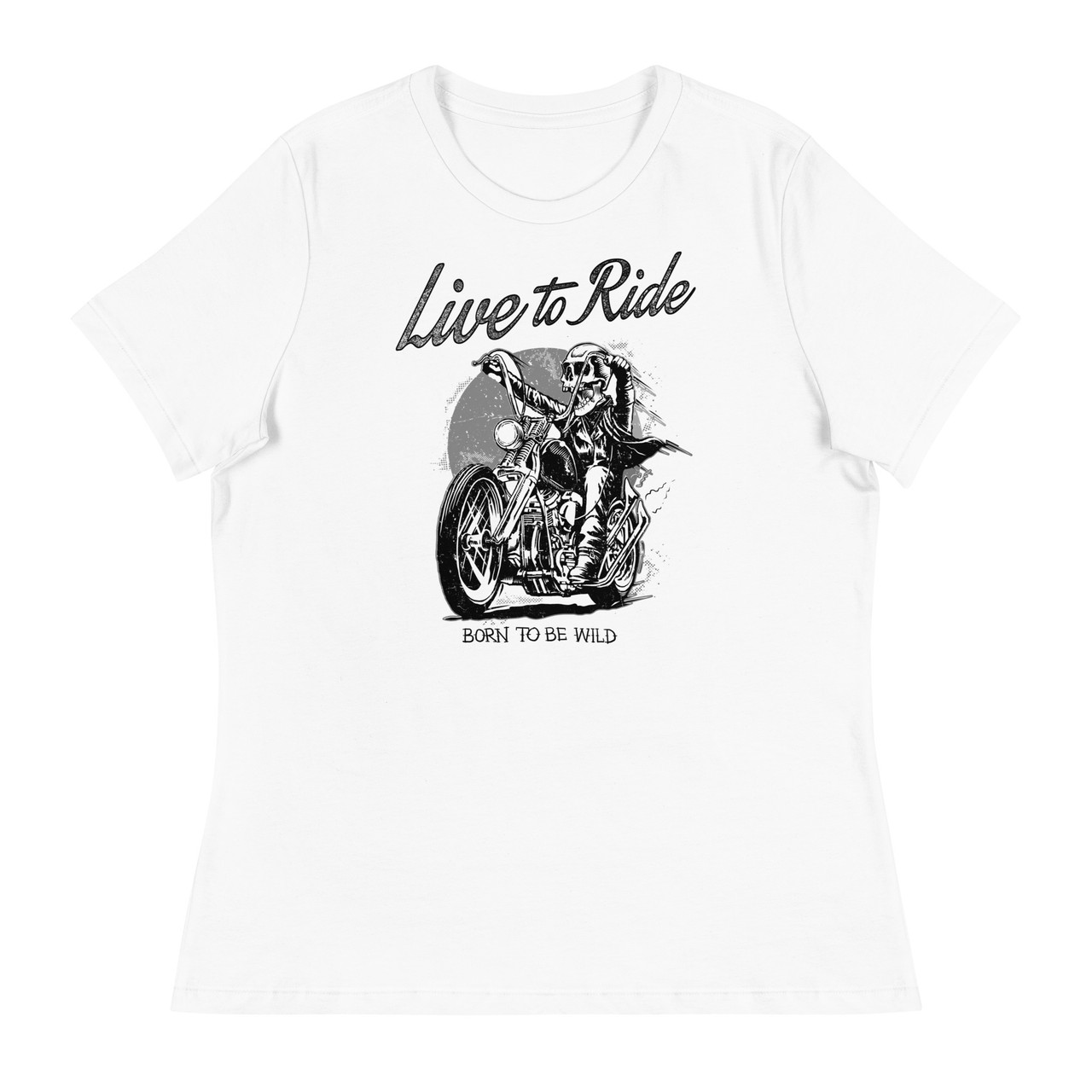 White  Live To Ride Women's Relaxed T-Shirt - Bella + Canvas 6400