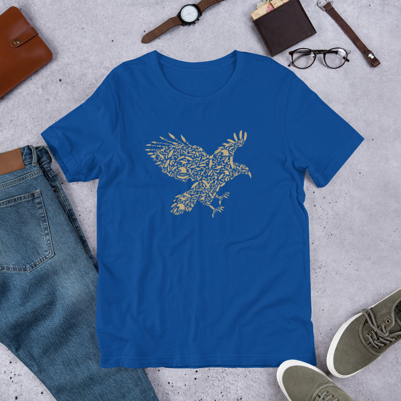 True Royal T-Shirt - Bella + Canvas 3001 Eagle Feather