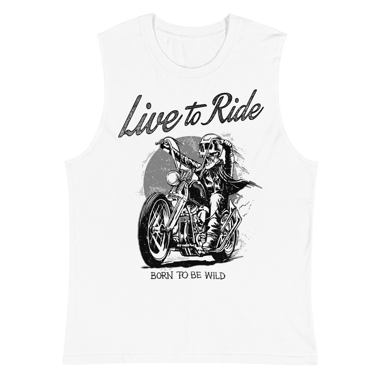 White Unisex Muscle Shirt - Bella + Canvas 3483  Live To Ride