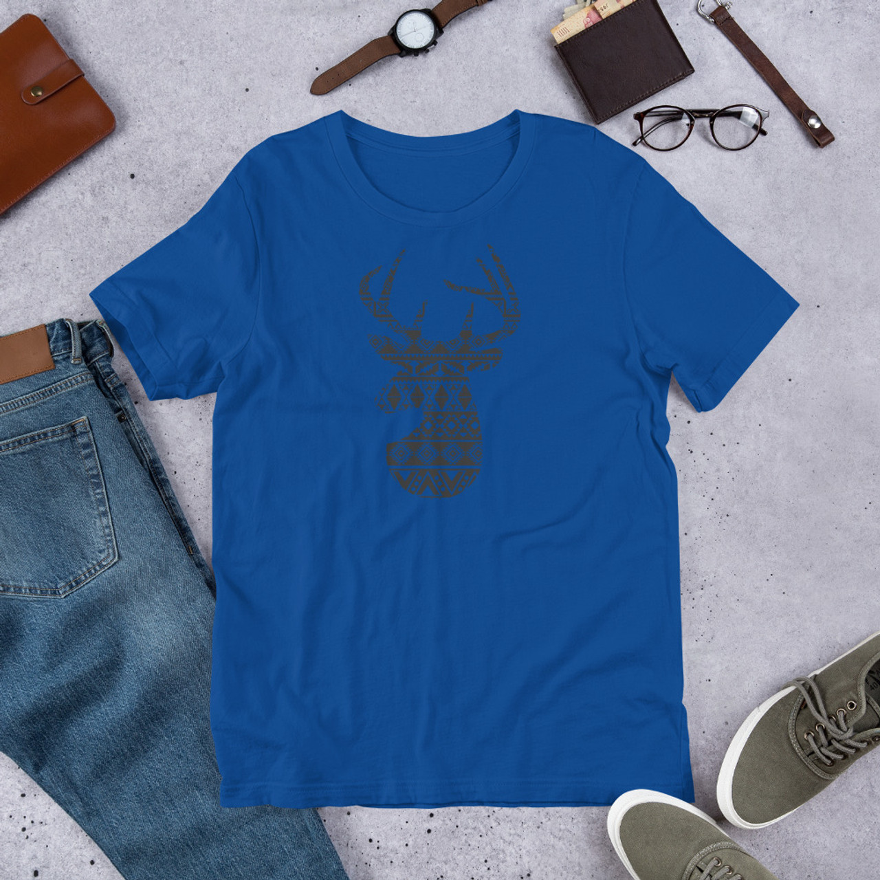 True Royal T-Shirt - Bella + Canvas 3001 Deer Print