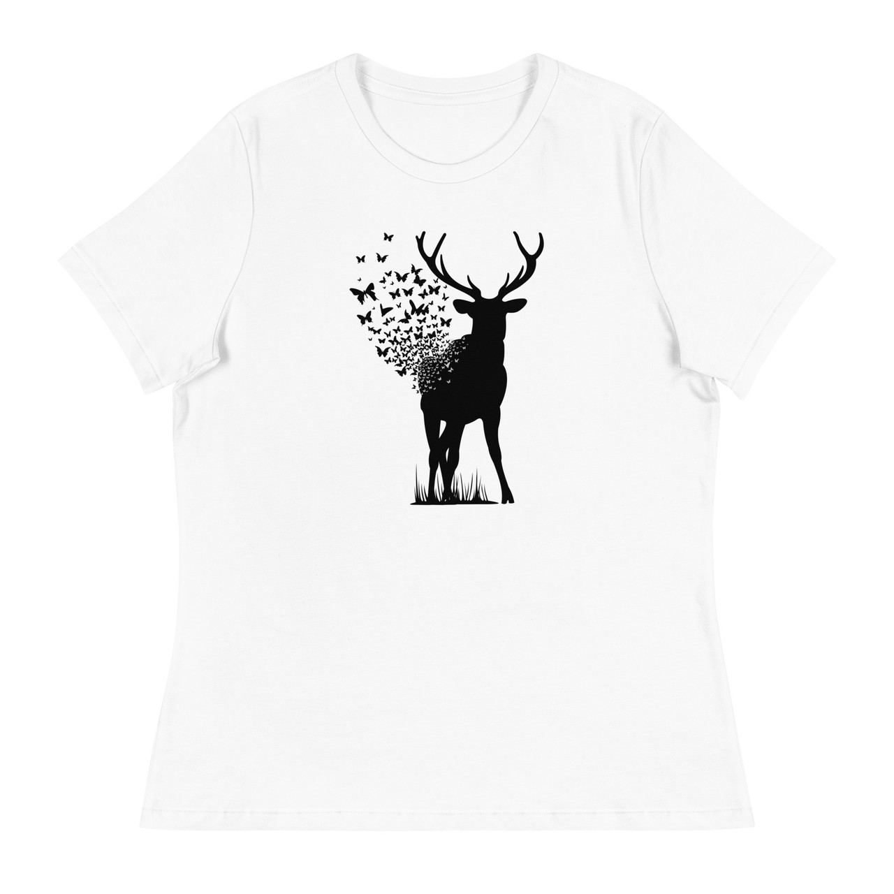 Deer Butterfly Women's Relaxed T-Shirt - Bella + Canvas 6400 