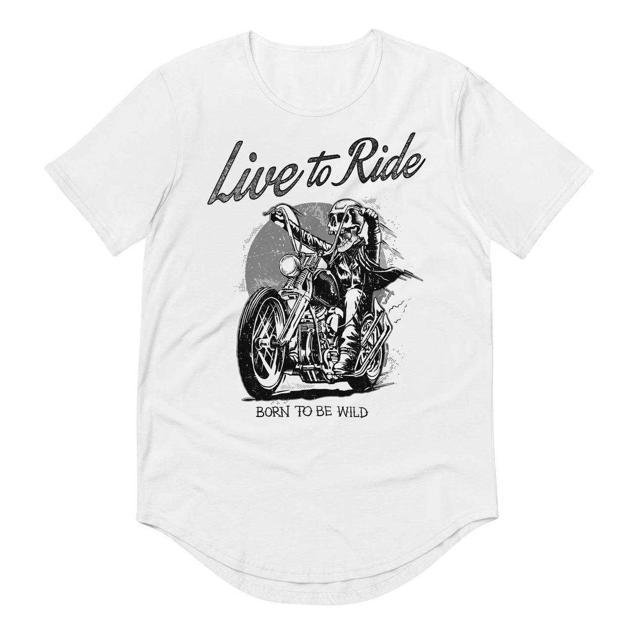 White Curved Hem Tee - Bella + Canvas 3003 Live To Ride