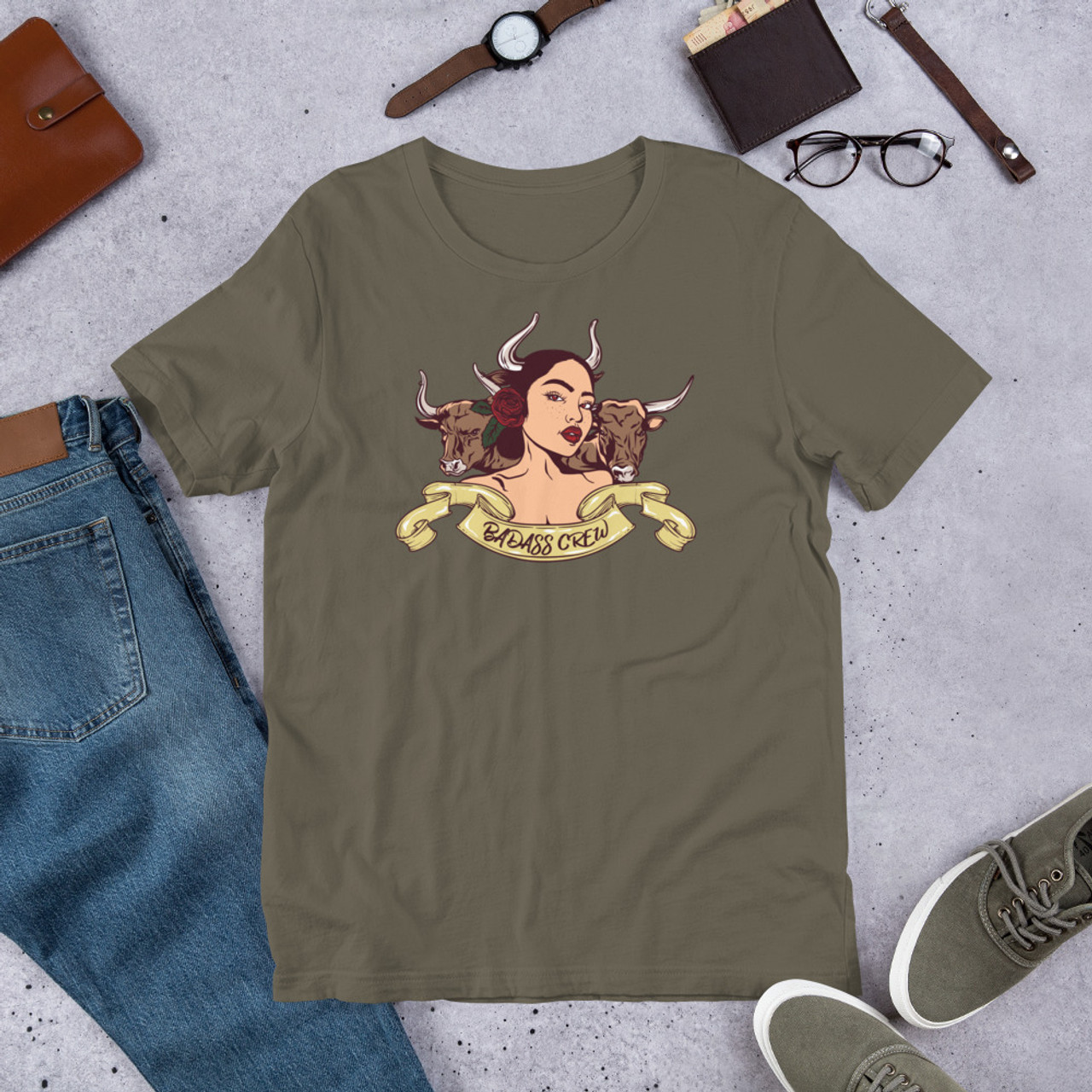 Army T-Shirt - Bella + Canvas 3001 Badass Crew