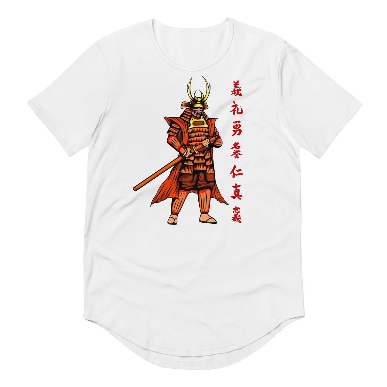 Samurai 2 Curved Hem Tee - Bella + Canvas 3003 