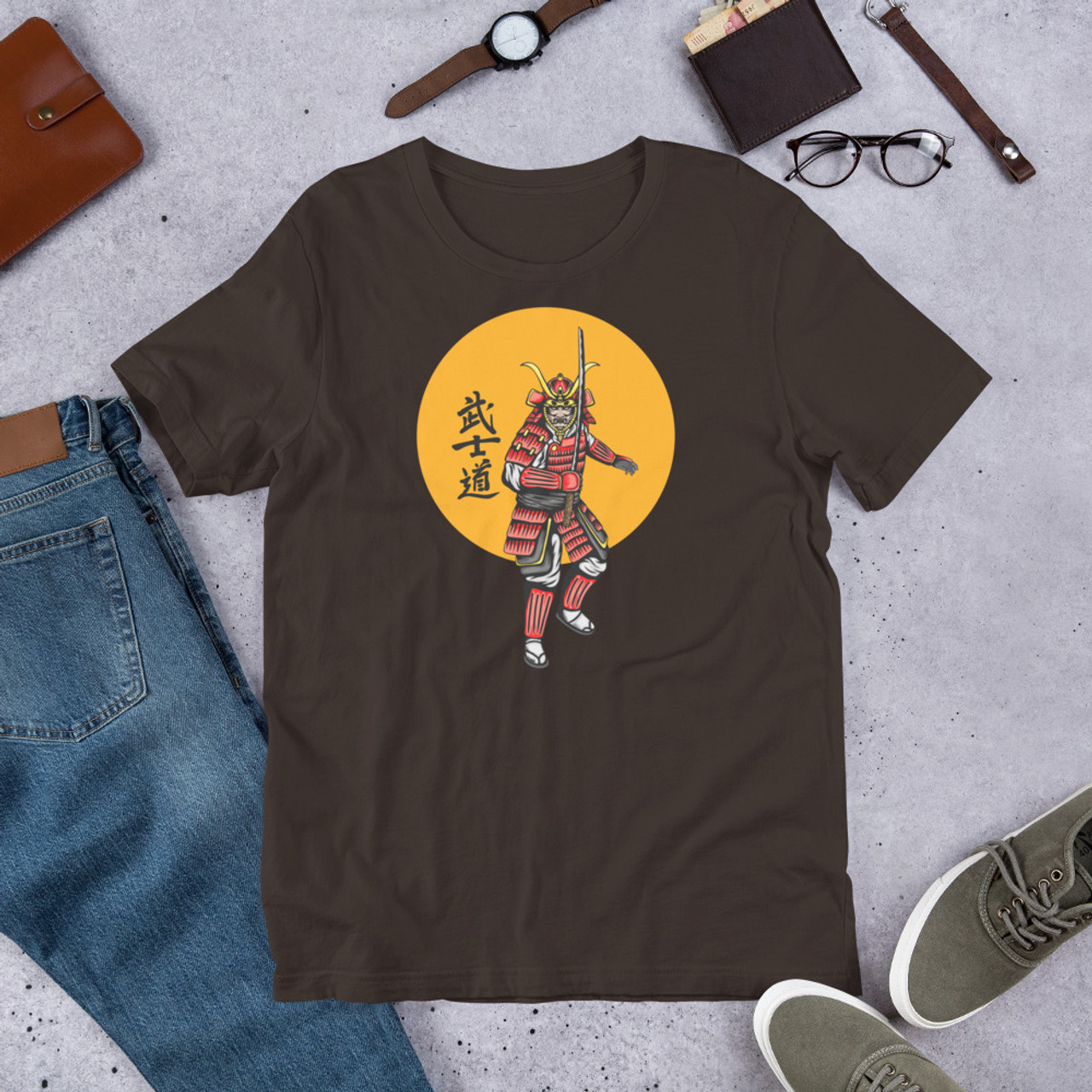 Brown T-Shirt - Bella + Canvas 3001 Samurai 3