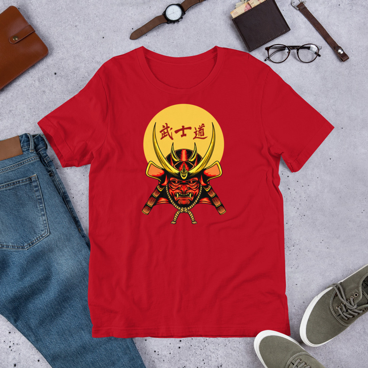 Red T-Shirt - Bella + Canvas 3001 Samurai 8