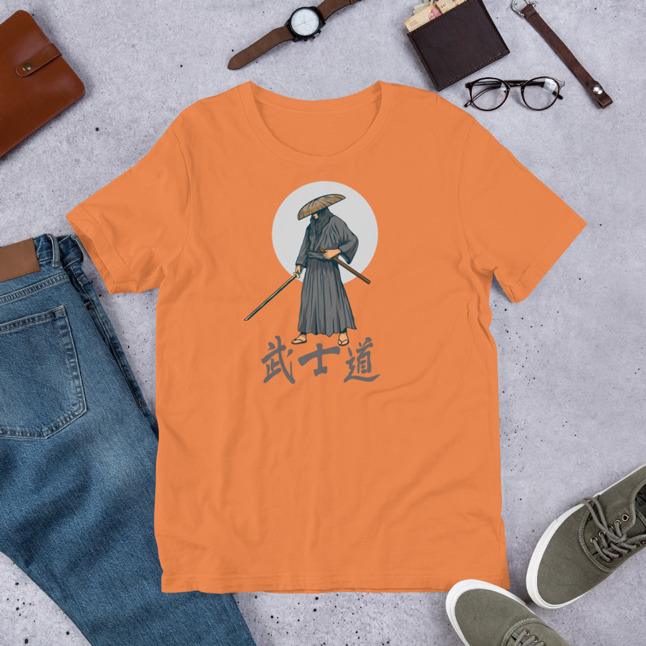 Burnt Orange T-Shirt - Bella + Canvas 3001 Samurai 9