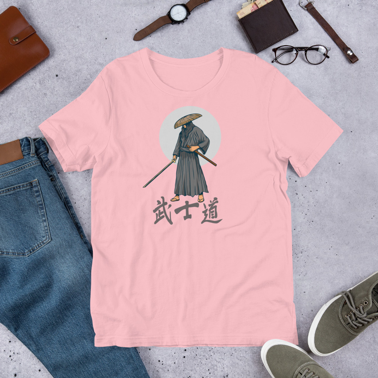 Pink T-Shirt - Bella + Canvas 3001 Samurai 9