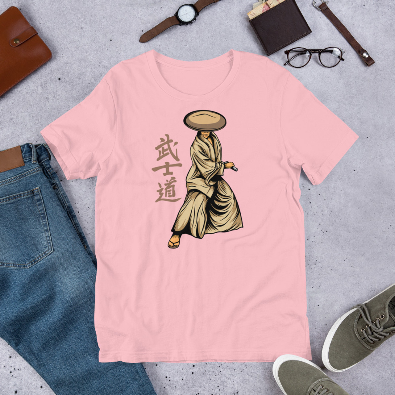 Pink T-Shirt - Bella + Canvas 3001 Samurai 13
