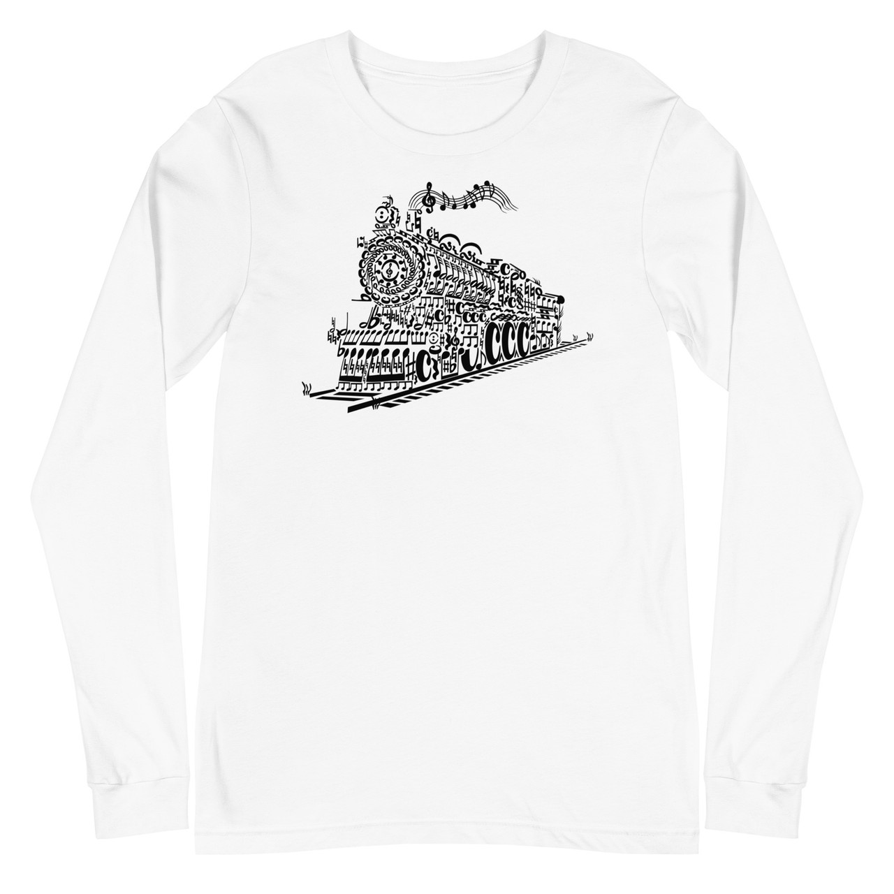 White Song Train Unisex Long Sleeve Tee - Bella + Canvas 3501