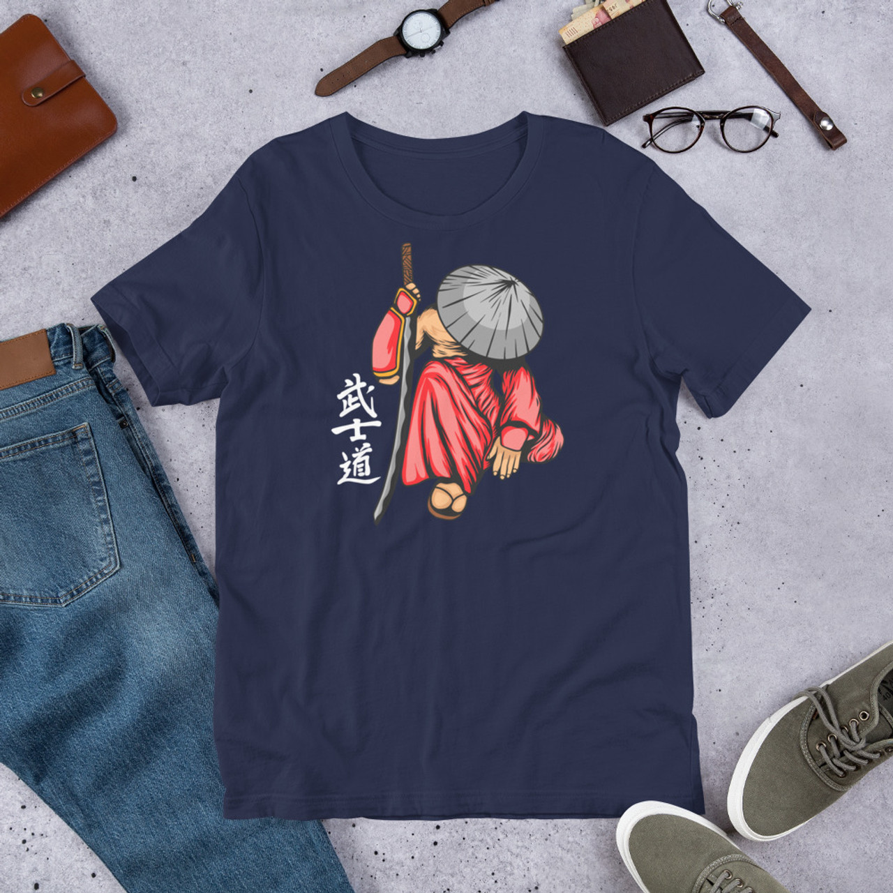 Navy T-Shirt - Bella + Canvas 3001 Samurai 18