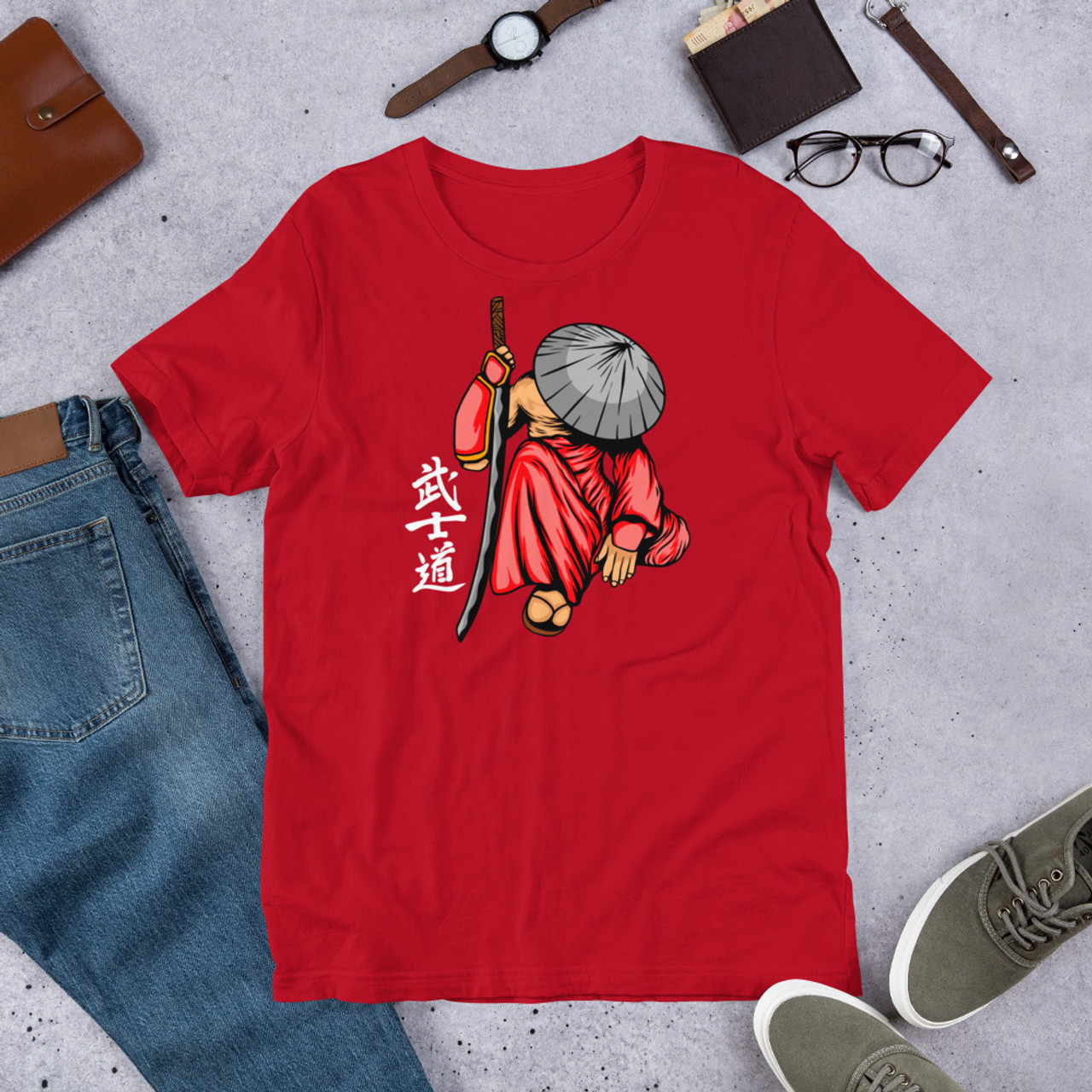 Red T-Shirt - Bella + Canvas 3001 Samurai 18