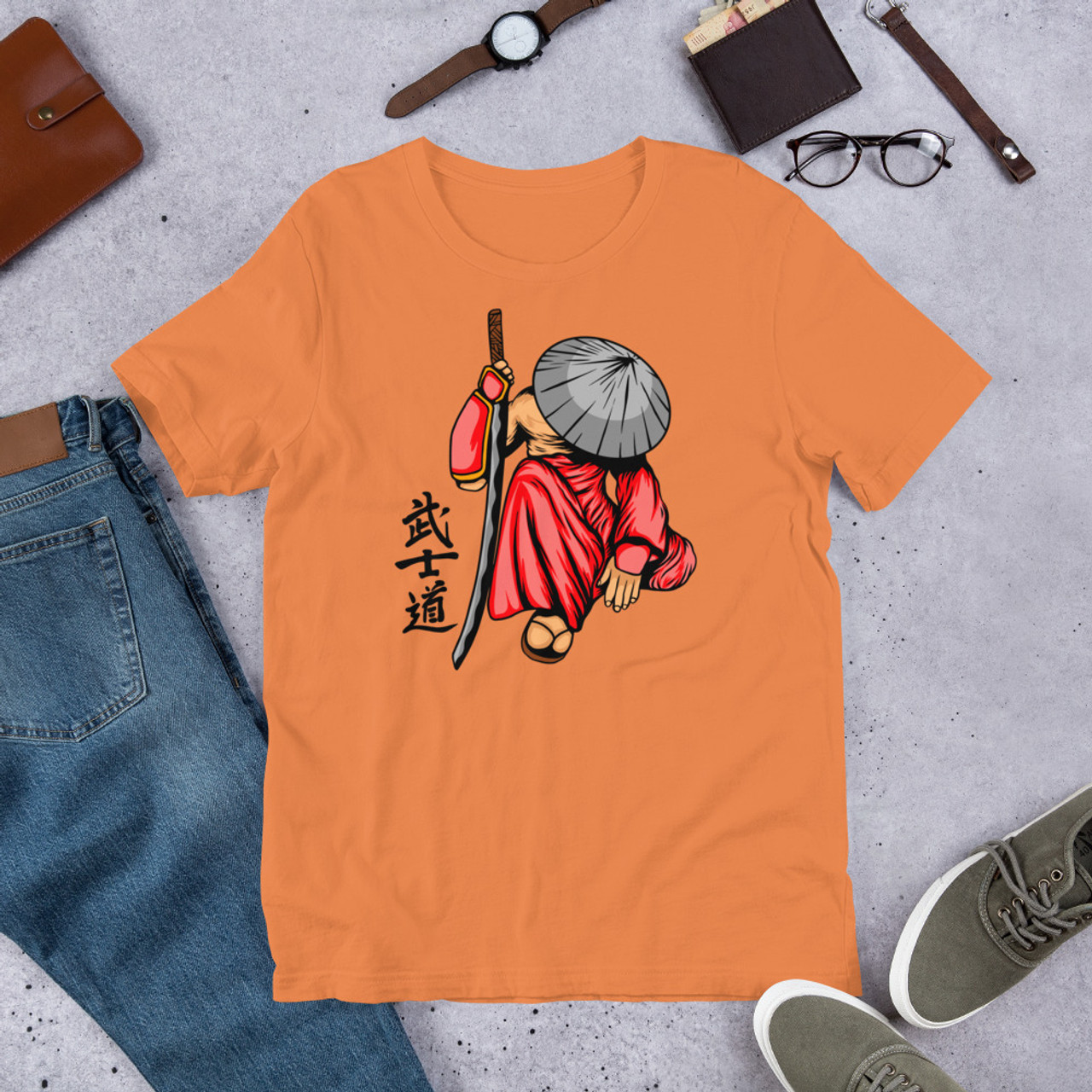 Burnt Orange T-Shirt - Bella + Canvas 3001 Samurai 18