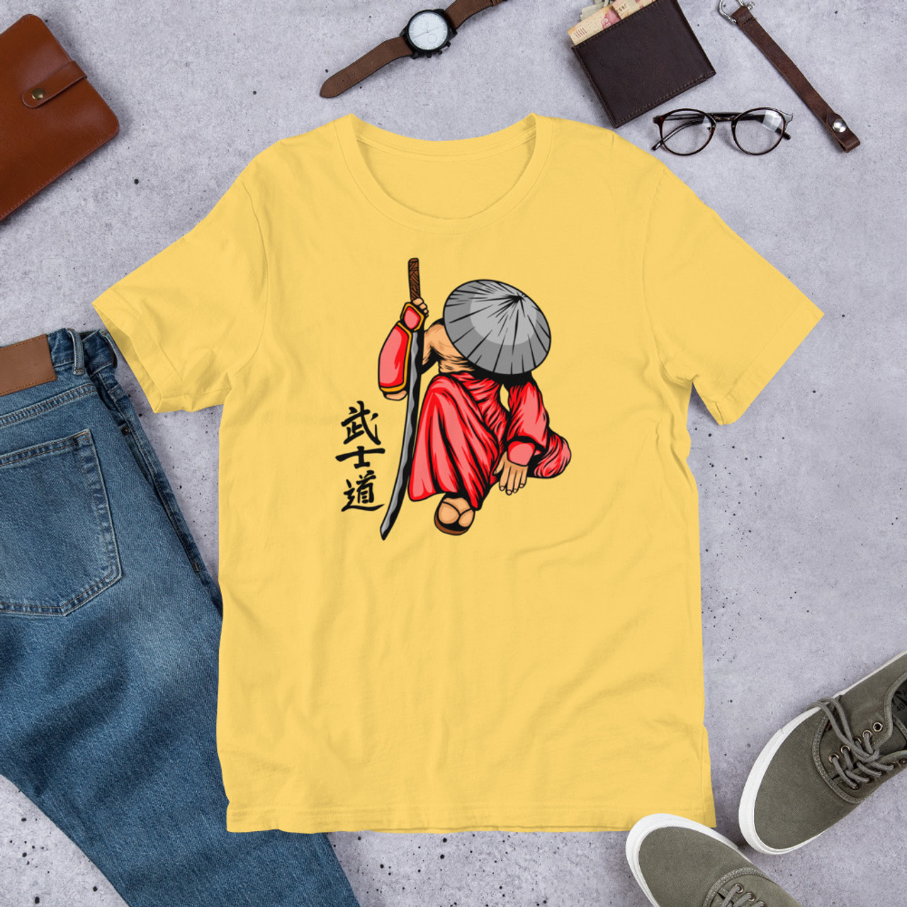 Yellow T-Shirt - Bella + Canvas 3001 Samurai 18