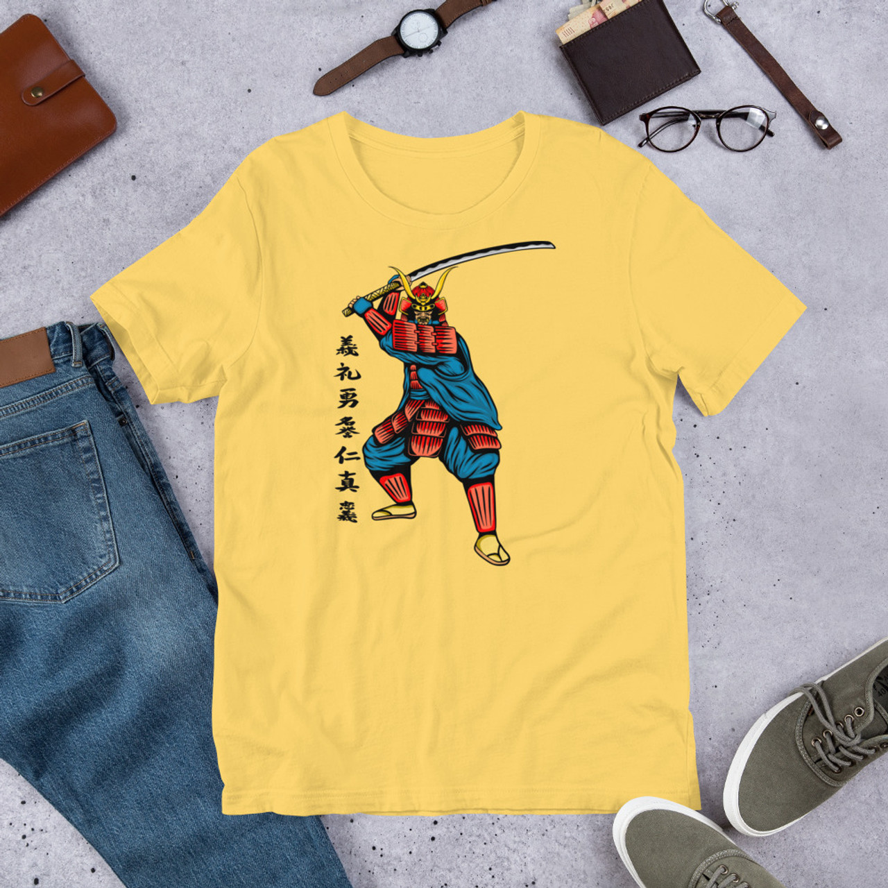 Yellow T-Shirt - Bella + Canvas 3001 Samurai 21