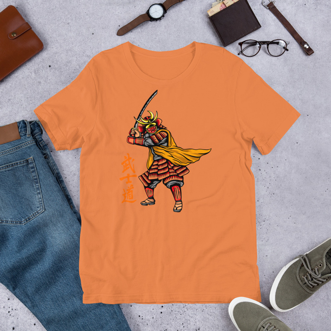 Burnt Orange T-Shirt - Bella + Canvas 3001 Samurai 22