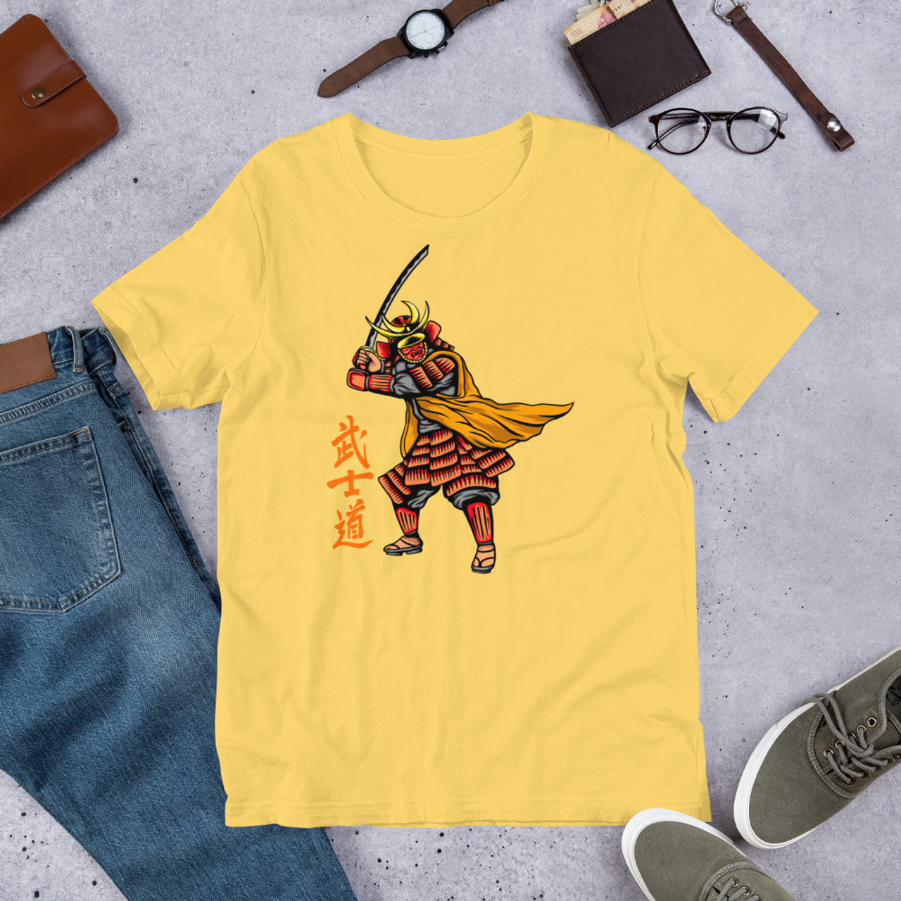 Yellow T-Shirt - Bella + Canvas 3001 Samurai 22