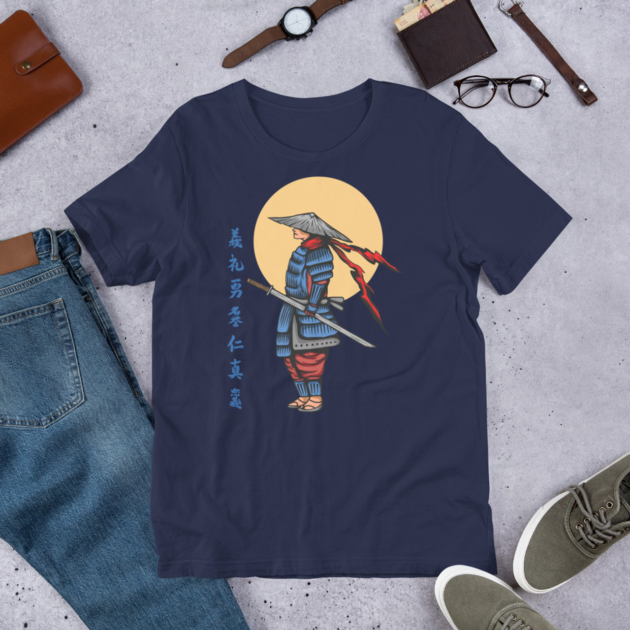 Navy T-Shirt - Bella + Canvas 3001 Samurai 23